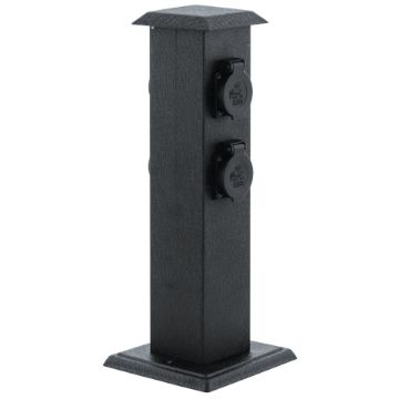 Stalp exterior cu prize Eglo Park 4 Black 93426 otel negru