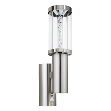 Aplica LED exterior senzor miscare Eglo Trono Stick Silver 94128 sticla transparent