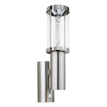 Aplica LED exterior senzor miscare Eglo Trono Stick Silver 94128 sticla transparent