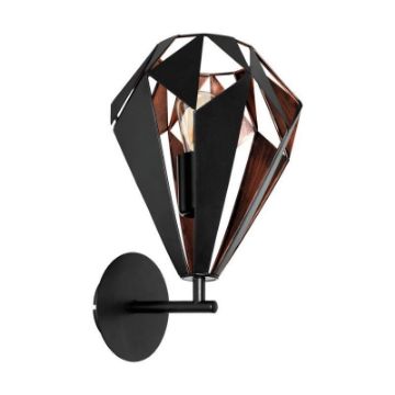 Aplica vintage Eglo Carlton 1 Black-Copper 49992 otel cupru