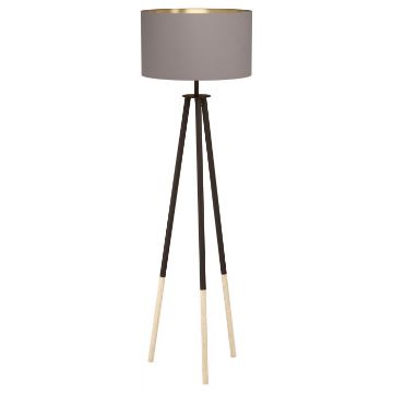 Lampadar Eglo Bidford Black 49148 textil cappuccino