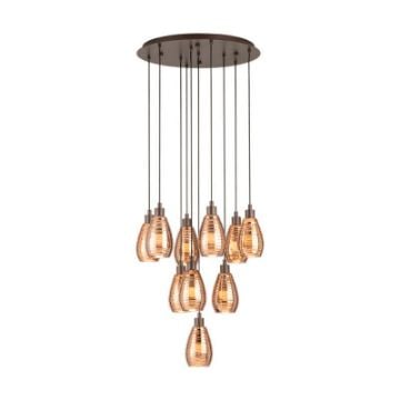 Lustra living Eglo Siracusa Brown-Copper 39509 sticla cupru