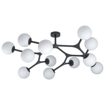 Plafoniera living Eglo Maragall Black-White 39529 sticla alb opal