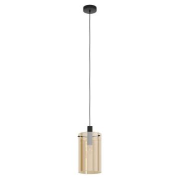 Pendul living Eglo Polverara Black-Amber 39537 sticla ambra