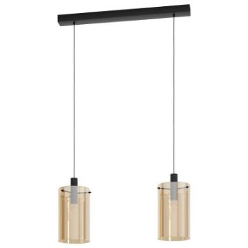 Lustra Eglo Polverara Black-Amber 39538 sticla ambra