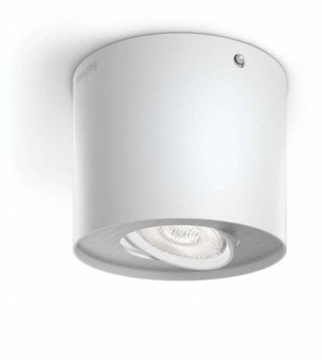 Spot LED aparent Philips Phase  1x4.5W 500lm White metal alb