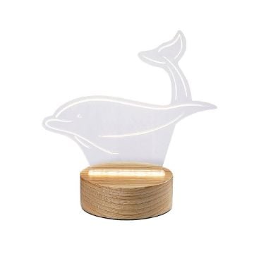 Veioza LED copii Akali Wood Dolphin 2W 50lm 76002 acril transparent