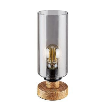 Veioza Rabalux Tanno Oak/Smoky E27 25W 74120 sticla fumurie