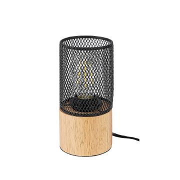 Veioza Rabalux Callum Black/Wood E27 25W 74040 metal negru