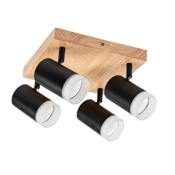 Plafoniera Rabalux Toras Black/Oak GU10 4x5W 73124 metal negru