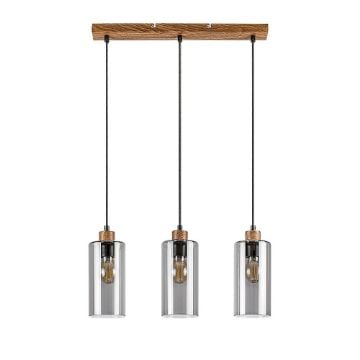 Lustra Rabalux Tanno Black/Oak E27 3x25W 72123 sticla fumurie