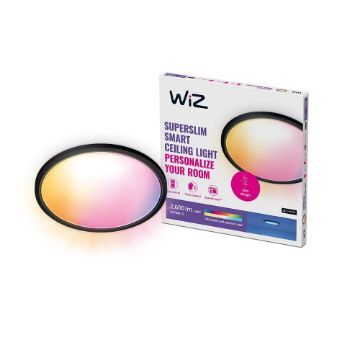 Plafoniera LED neagra WiZ SuperSlim 22W 2600lm WIFI BT RGBW