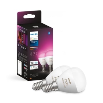 Set 2 becuri LED Philips Hue E14 5.1W 470lm P45 White and Color Ambiance