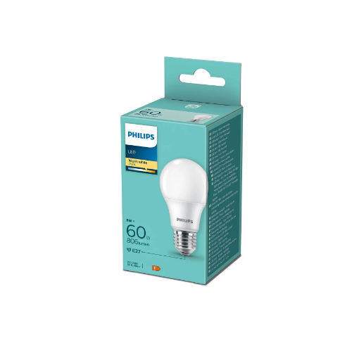 Bec LED Philips 8W A60 E27 806lm lumina calda PS04027