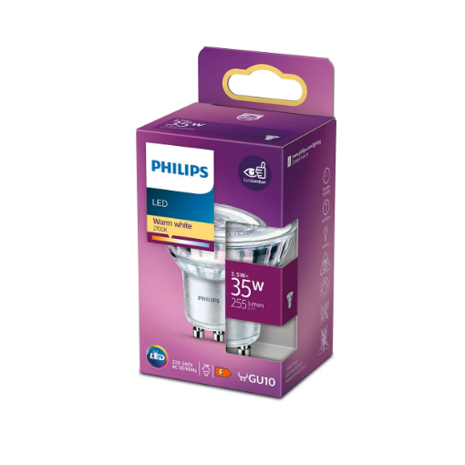 Bec LED Philips 3.5W GU10 255lm lumina calda PS04327