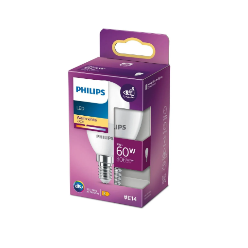 Bec LED Philips 7W E14 P48 806lm lumina calda PS04434