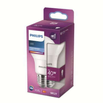 Bec LED Philips 4.9W E27 A60 470lm lumina rece PS04774