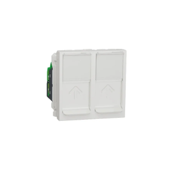 Priza dubla Schneider Noua Unica RJ45 CAT5 UTP 2 module alb lucios IP20 IK01