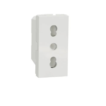 Priza standard italian Schneider Noua Unica 1 modul 16A 2P+E alb lucios IP21 IK01