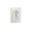 Priza schuko dubla Schneider Sedna Design obturatoare 2P+E 16A alb lucios