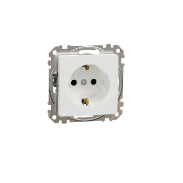 Priza schuko simpla Schneider Sedna Design obturatoare 2P+E 16A alb lucios