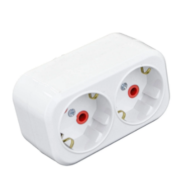 Stecher dublu Schuko Starke 16A 2P+E 2 prize alb ST01407