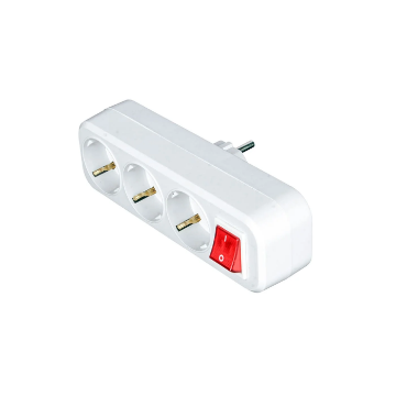 Stecher triplu Schuko Starke cu intrerupator 16A 2P+E 3 prize alb ST01409