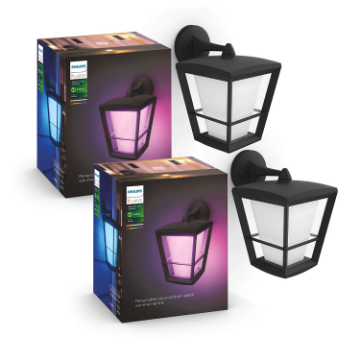 Pachet 2 aplice Philips Hue Outdoor Econic Down Wall Lamp 15W 1150lm IP44 Zigbee White and Color Ambiance compatibil asistenti vocali