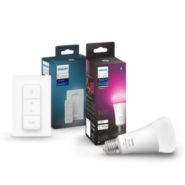 Imagine Pachet Philips Hue Bec E27 A67 13.5W 1600lm White and Color Ambiance Dimmer Switch compatibil asistenti vocali