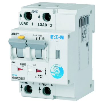 Intreruptor automat diferential RCBO detectie arc electric Eaton AFDD B 16A 2P 30mA AC 187203