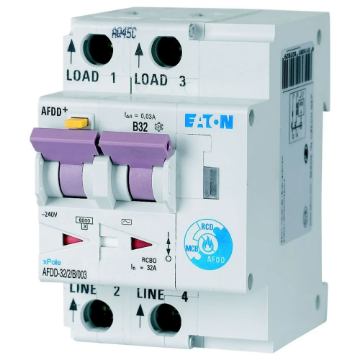 Intreruptor automat diferential RCBO detectie arc electric Eaton AFDD B 32A 2P 30mA AC 187230