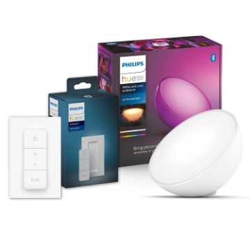 Pachet Philips Hue Veioza alba Go BT 6W 520lm Dimmer Switch Bluetooth Zigbee White and Color Ambiance compatibil asistenti virtuali