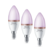 Pachet WiZ Connected 3 becuri LED Philips Smart 4.9W E14 470lm lumanare RGB Senzor miscare smart raza actiune 3m