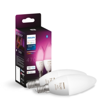 Imagine Set 2 becuri LED Philips Hue BT E14 B39 5.3W 470lm White and Color Ambiance