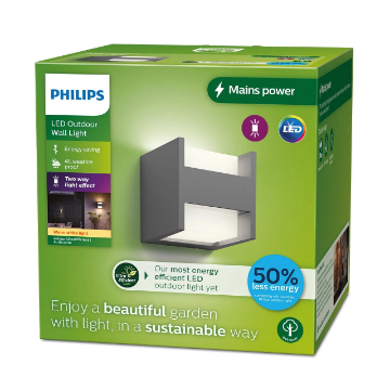 Imagine Aplica LED exterior Philips Arbour Anthracite up/down 3.8W 800lm 2700K IP44