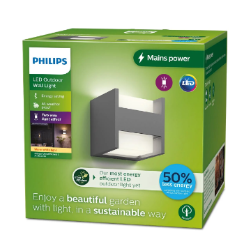 Aplica LED exterior Philips Arbour Anthracite up/down 3.8W 800lm 2700K IP44
