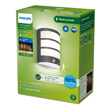 Aplica LED exterior Philips Python Anthracite senzor miscare 3.8W 800lm 2700k IP44