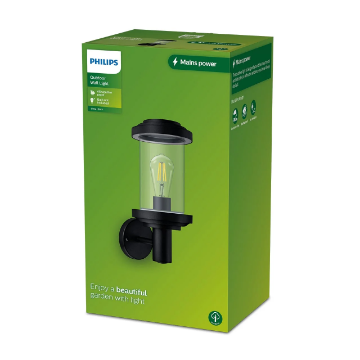 Aplica exterior Philips Listra WA Black 25W IP44