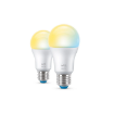 Set 2 becuri LED WiZ Connected E27 A60 8W 806lm Tunable White