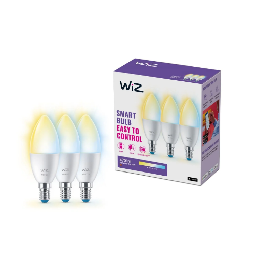 Imagine Set 3 becuri LED WiZ Connected E14 C37 4.9W 470lm Tunable White