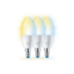 Set 3 becuri LED WiZ Connected E14 C37 4.9W 470lm Tunable White