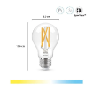 Bec LED WiZ Connected Clear Glass E27 A60 7W 806lm Tunable White