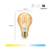 Bec LED WiZ Connected Amber Glass E27 A60 7W 640lm Tunable White
