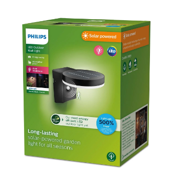 Lampa solara Philips Zonal Round Black 1.3W 3000k 250lm IP44