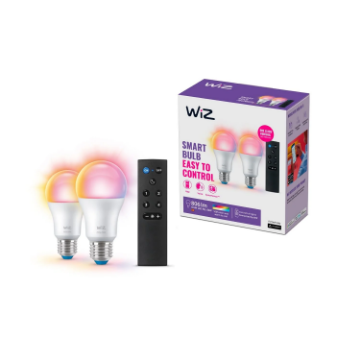 Set 2 becuri LED WiZ Connected E27 A60 8.5W 806lm RGBW WiZmote