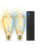 Set 2 becuri LED WiZ Connected Amber Glass E27 ST64 7W 640lm Tunable White WiZmote