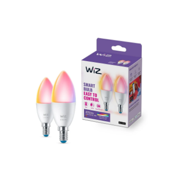 Set 2 becuri LED WiZ Connected E14 C37 4.9W 470lm RGBW