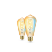 Set 2 becuri LED WiZ Connected Amber Glass E27 ST64 7W 640lm Tunable White
