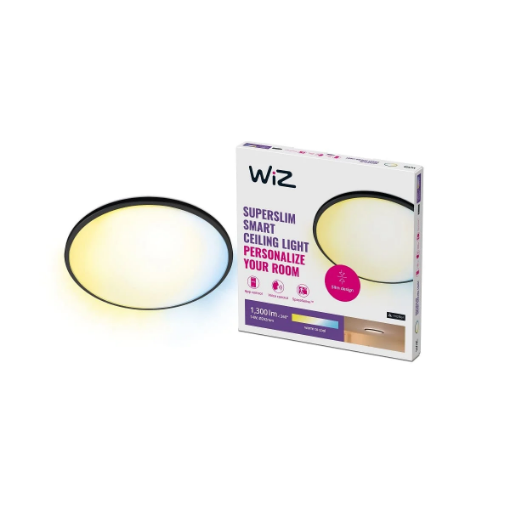 Imagine Plafoniera LED neagra WiZ Connected SuperSlim Round 14W 1300lm Tunable White