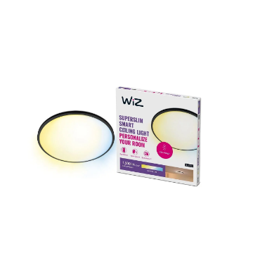 Imagine Plafoniera LED neagra WiZ Connected SuperSlim Round 16W 1500lm Tunable White